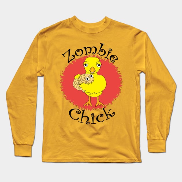 Zombie Chick Text Long Sleeve T-Shirt by Barthol Graphics